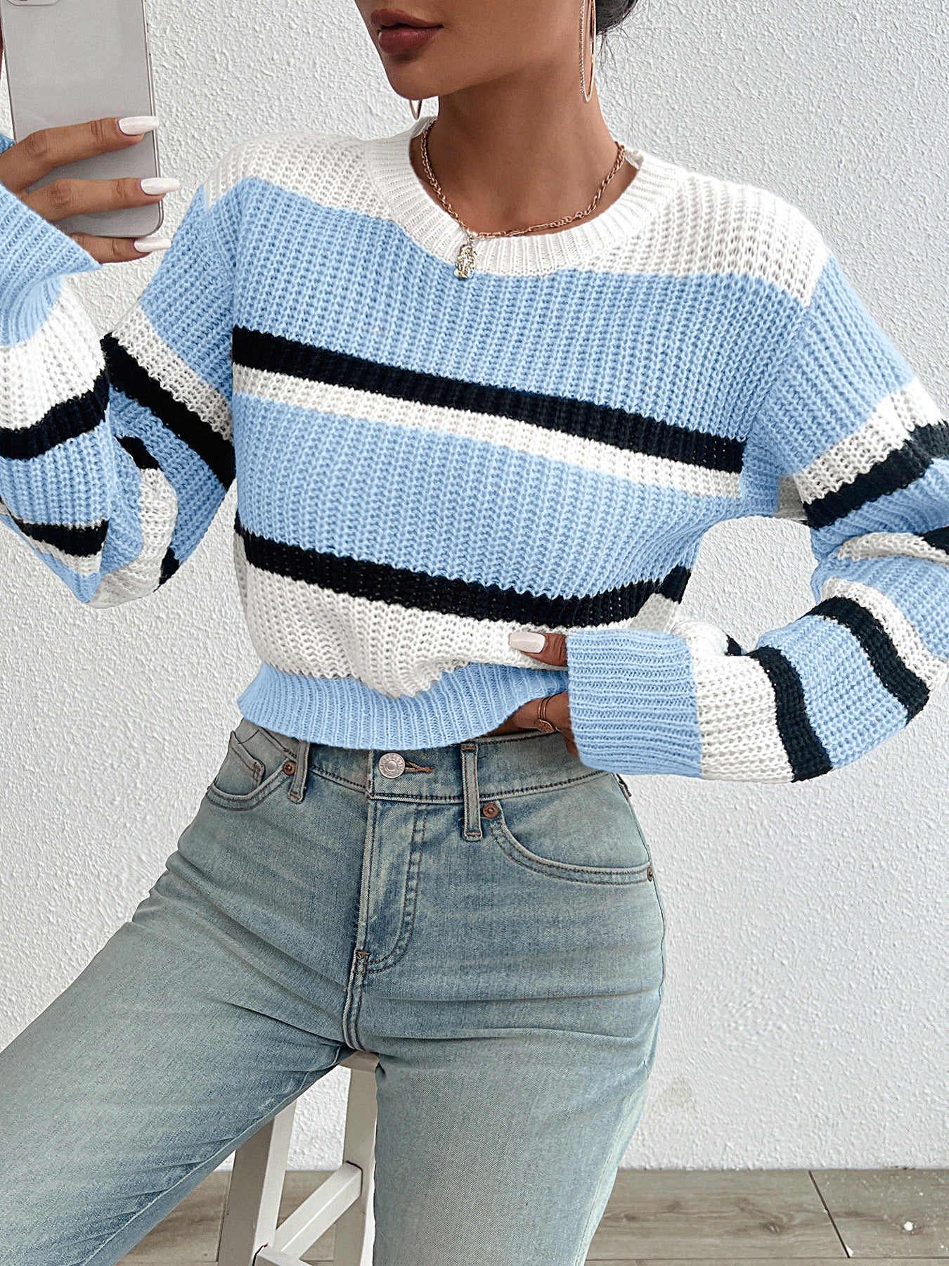 Faya™ Pasiasty Sweter Damski