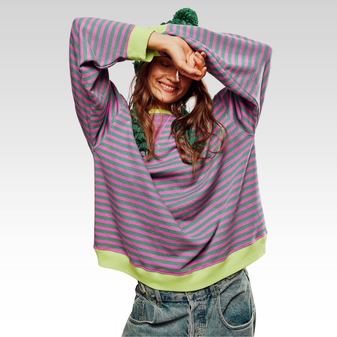 Janina – Paski oversize sweter na wyrazisty jesienny styl