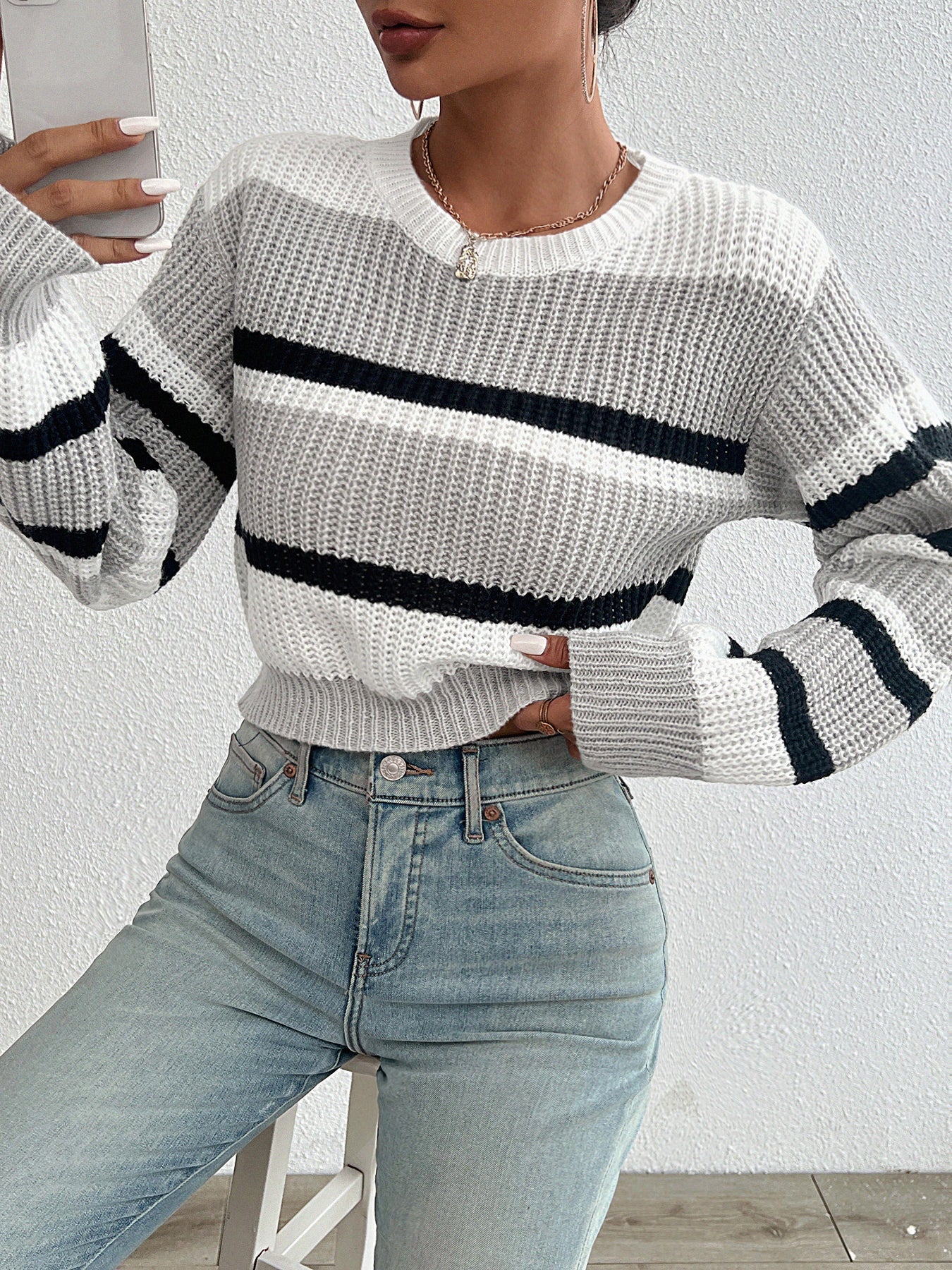 Faya™ Pasiasty Sweter Damski