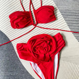 Florivelle | Bikini z halterem i kwiatowym detalem