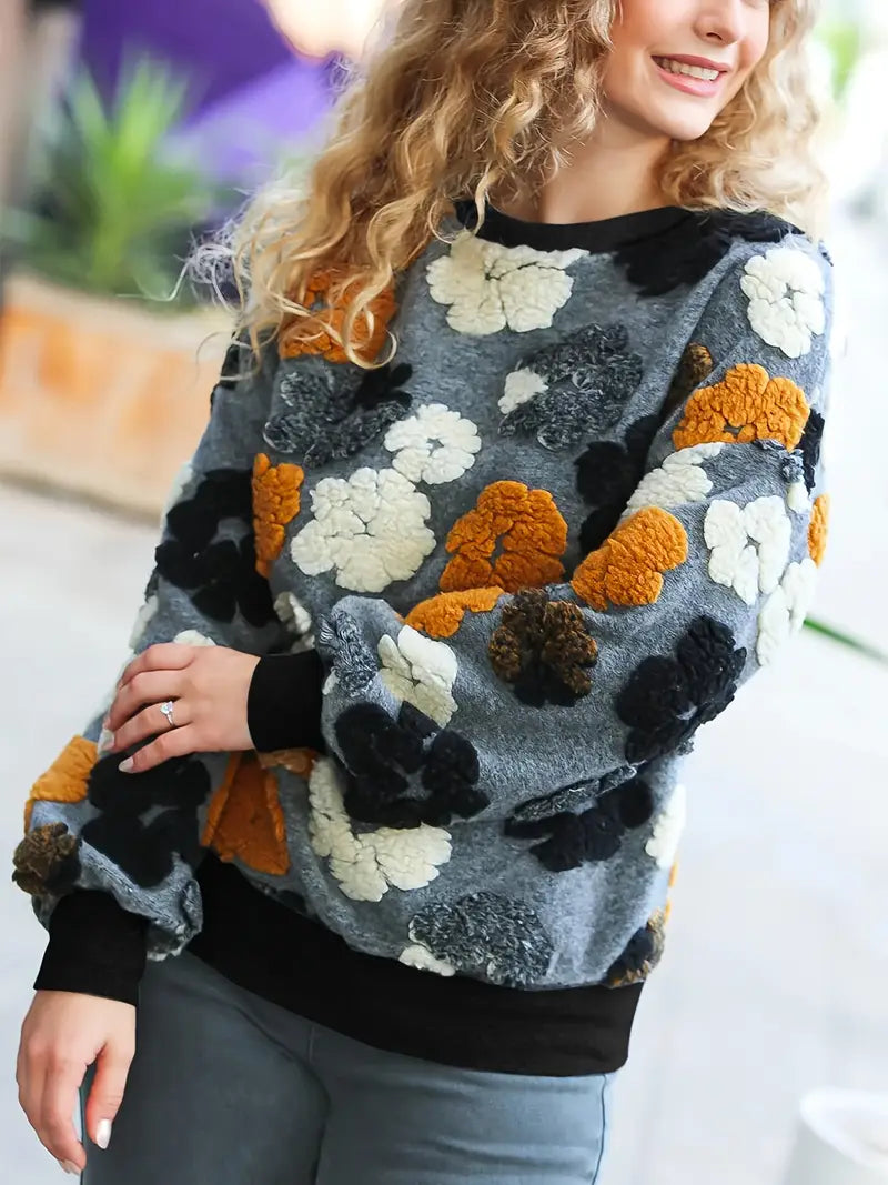 Christina™ Sweter Damski z Kwiatowym Wzorem