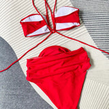 Florivelle | Bikini z halterem i kwiatowym detalem