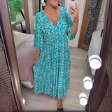 Elyssara | Sukienka maxi boho z dekoltem V i etnicznym wzorem