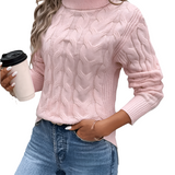 Agnieszka | Zimowy damski sweter z golfem o warkoczowym splocie