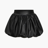 Cordula | Ekstrawagancka spódnica balonowa z sztucznej skóry z elastycznym pasem