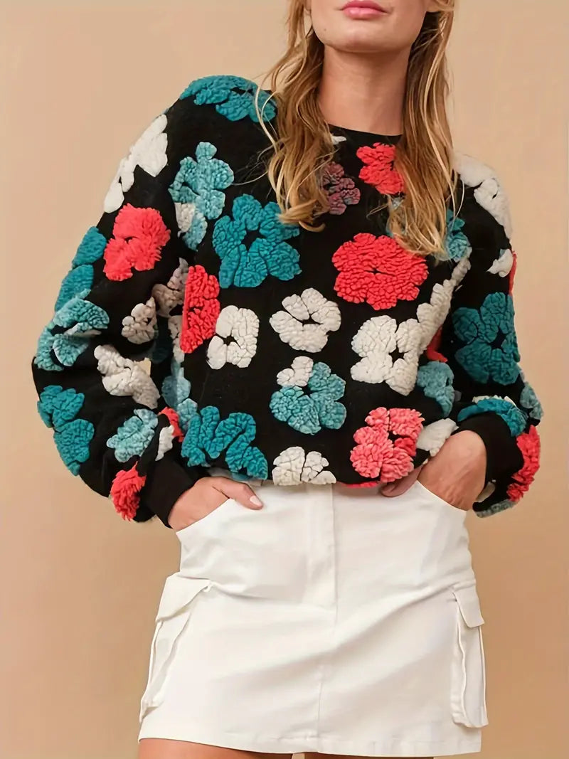 Christina™ Sweter Damski z Kwiatowym Wzorem