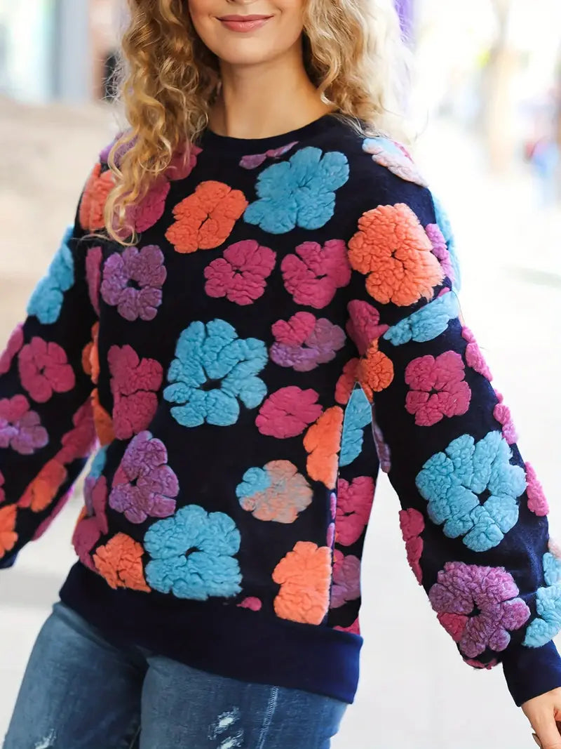 Christina™ Sweter Damski z Kwiatowym Wzorem