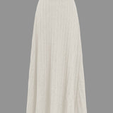 Gerlinde | Luźna dzianinowa spódnica midi z plisowanymi fałdami i elastycznym pasem
