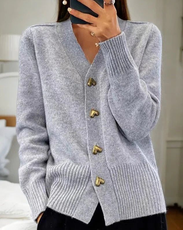 Marlenka™ | Elegancki Kardigan z Guzikami w Kształcie Serca